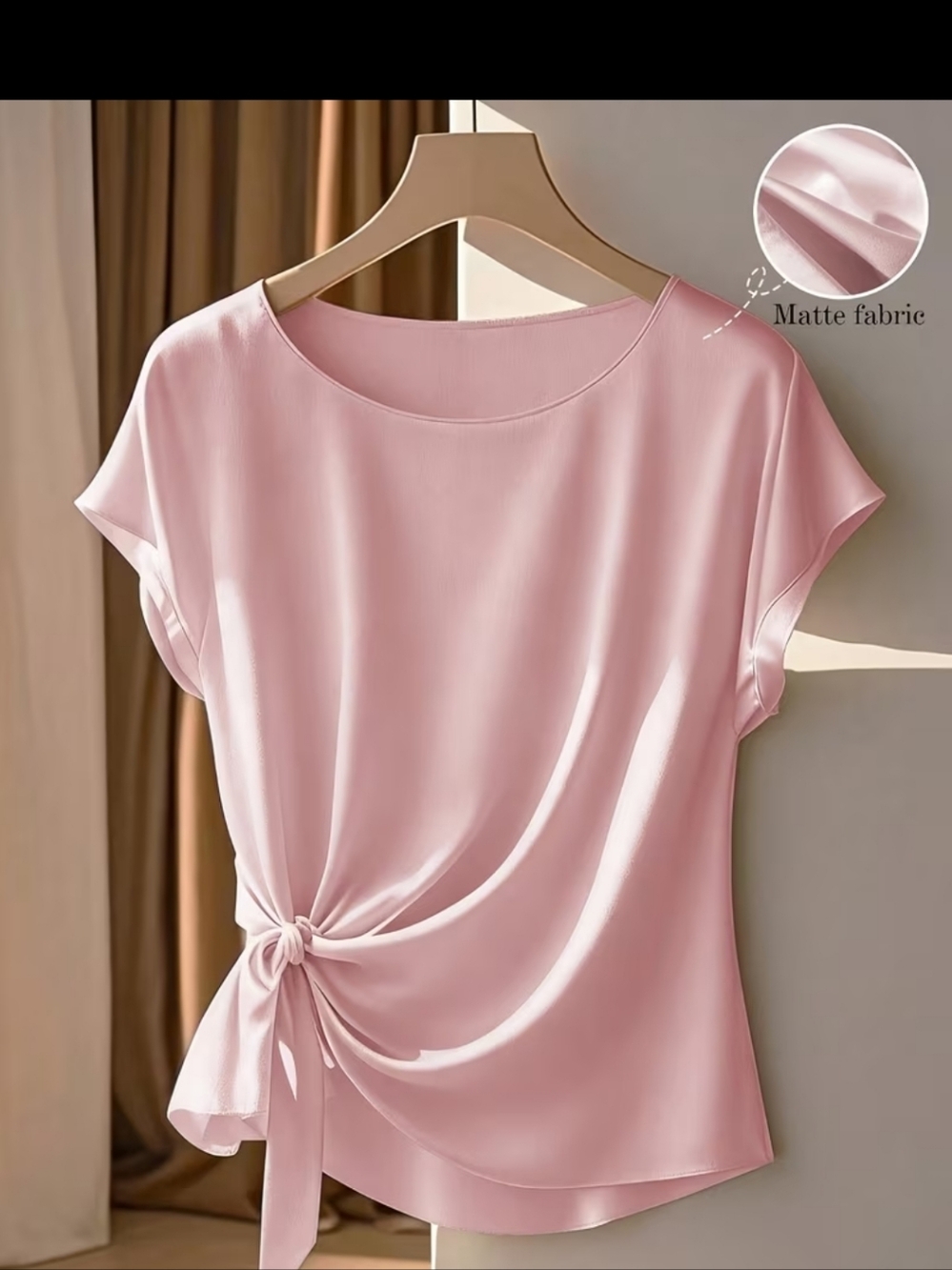 Womens Soft Pink Satiny Tie-Front Blouse sz 5x(22) #1362-580